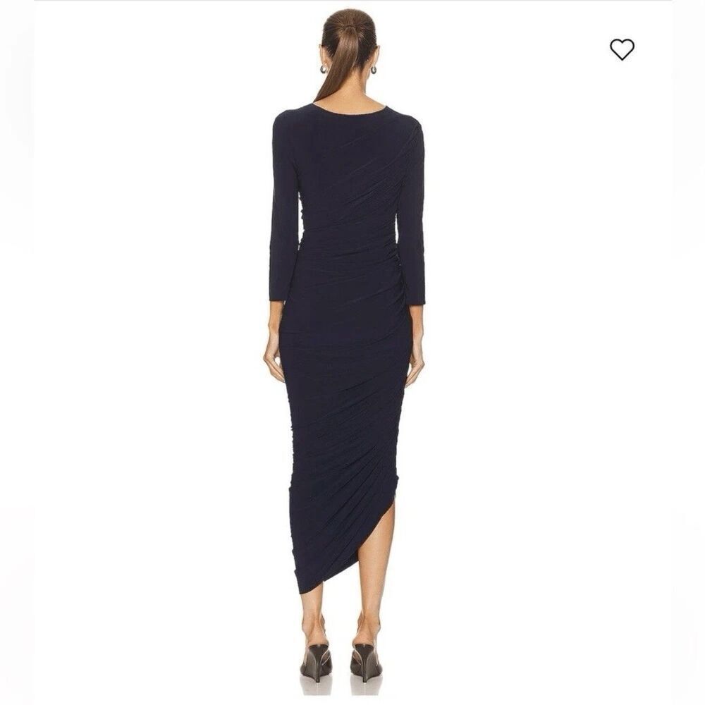 Norma Kamali Diana Gown Long Sleeve Midi Ruched Navy Dress Ruched NEW XL Revolve - Picture 8 of 11